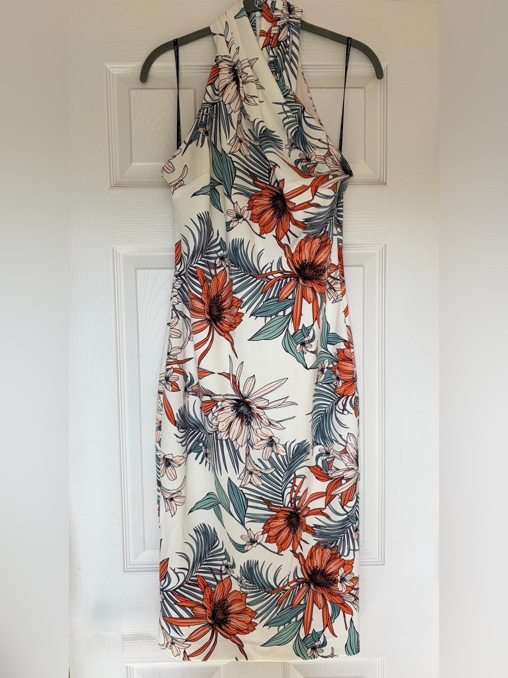 Rachel Roy Cream Halter Maxi Dress with Orange & Green Floral Print